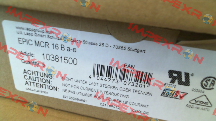 10381500 / EPIC MCR 16 B A-E Lapp Kabel