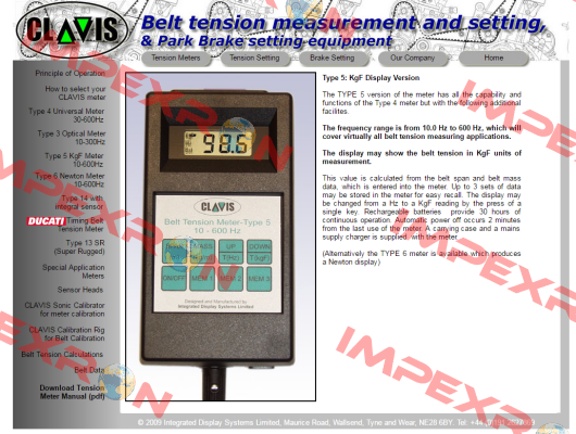 Type 5 acoustic belt meter  Clavis