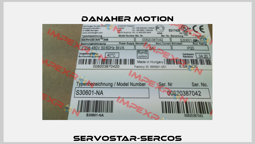 SERVOSTAR-SERCOS Danaher Motion