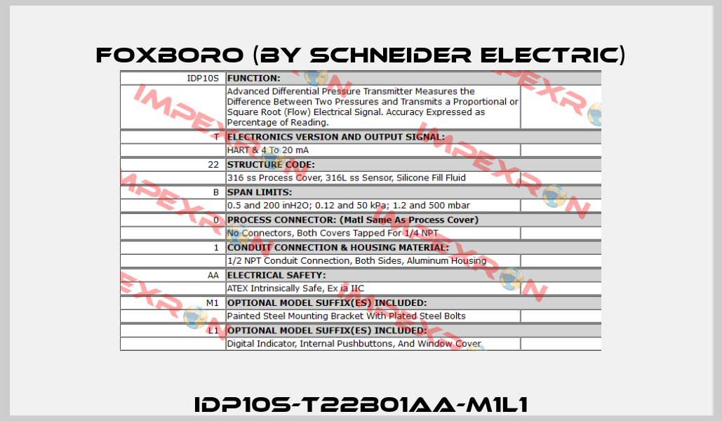 IDP10S-T22B01AA-M1L1 Foxboro (by Schneider Electric)