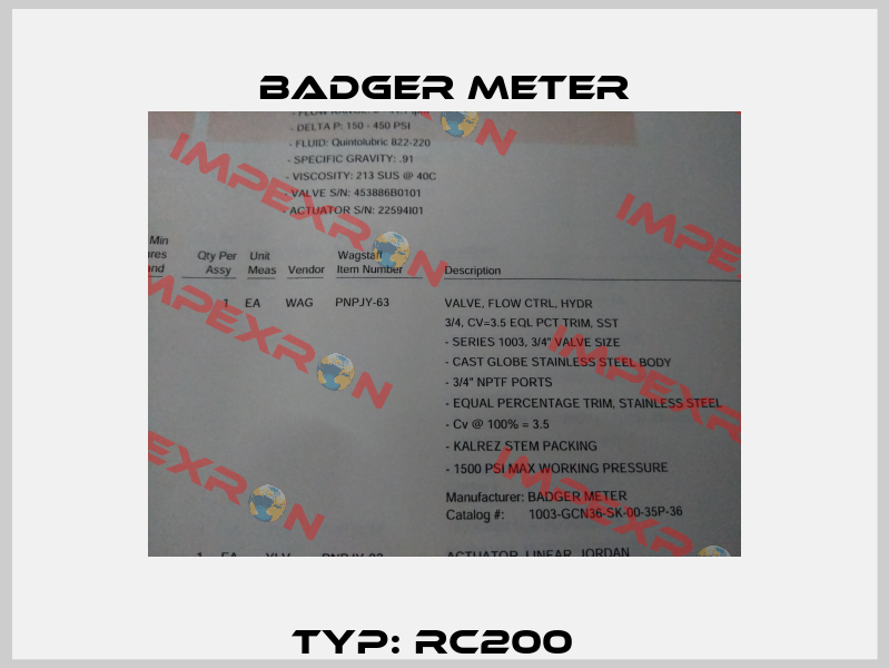 Typ: RC200   Badger Meter