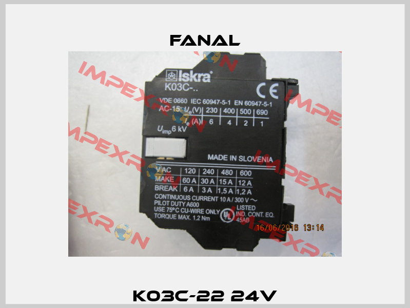 K03C-22 24V Fanal